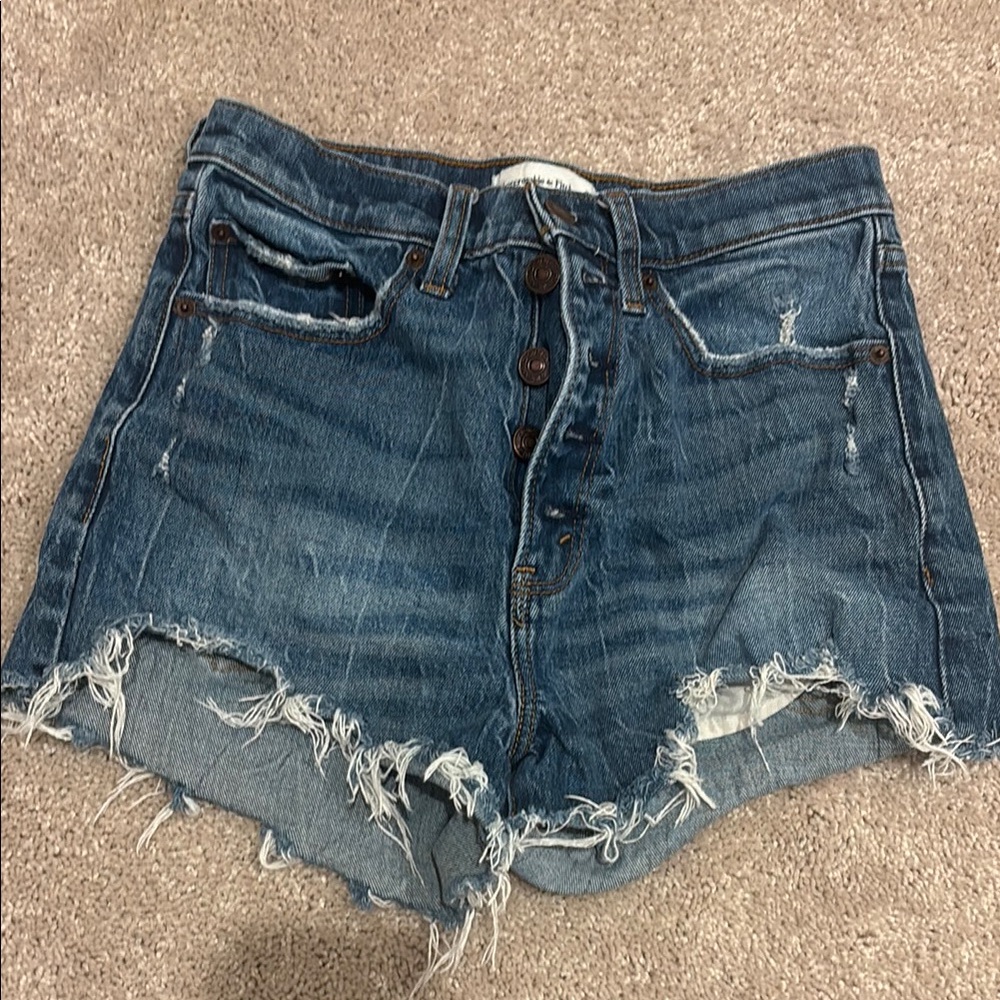 Abercrombie & Fitch Distressed Blue Jean Shorts